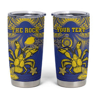 Personalised Niue The Rock Tumbler Cup Niuean Crab Hiapo Pattern Blue Version LT05 Blue - Polynesian Pride