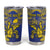 Personalised Niue The Rock Tumbler Cup Niuean Crab Hiapo Pattern Blue Version