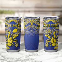 Personalised Niue The Rock Tumbler Cup Niuean Crab Hiapo Pattern Blue Version LT05 - Polynesian Pride