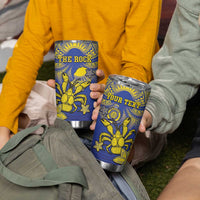 Personalised Niue The Rock Tumbler Cup Niuean Crab Hiapo Pattern Blue Version LT05 - Polynesian Pride