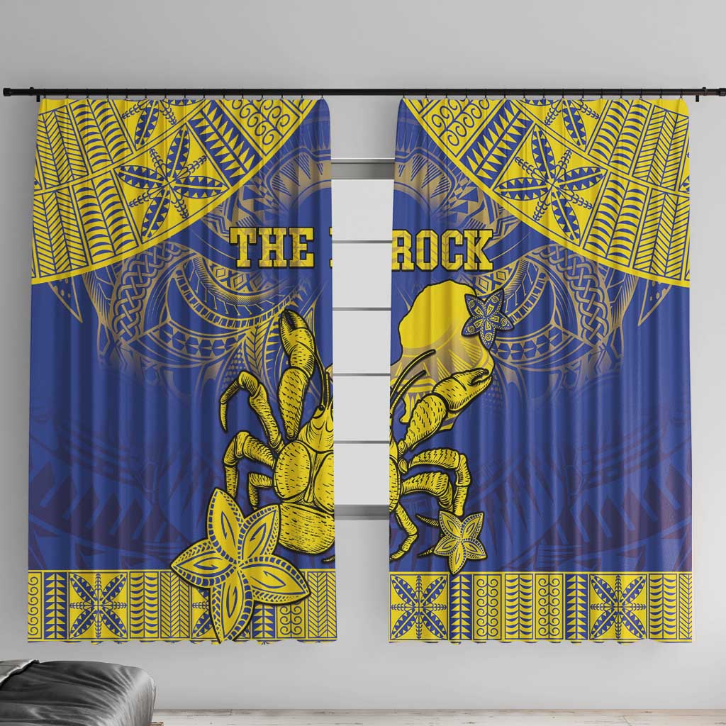 Niue The Rock Window Curtain Niuean Crab Hiapo Pattern Blue Version LT05 With Hooks Blue - Polynesian Pride