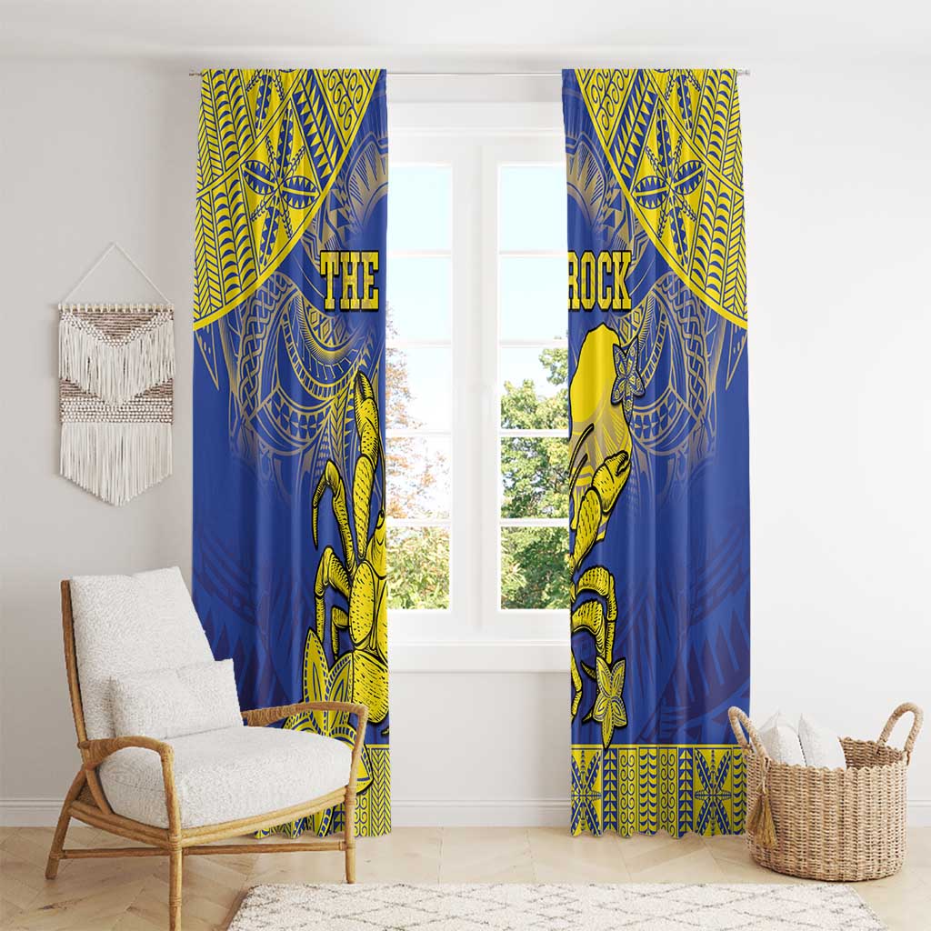 Niue The Rock Window Curtain Niuean Crab Hiapo Pattern Blue Version LT05 - Polynesian Pride