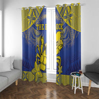 Niue The Rock Window Curtain Niuean Crab Hiapo Pattern Blue Version LT05 With Grommets Blue - Polynesian Pride