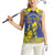 Personalised Niue The Rock Women Sleeveless Polo Shirt Niuean Crab Hiapo Pattern Blue Version