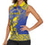 Personalised Niue The Rock Women Sleeveless Polo Shirt Niuean Crab Hiapo Pattern Blue Version