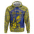 Personalised Niue The Rock Zip Hoodie Niuean Crab Hiapo Pattern Blue Version