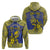 Personalised Niue The Rock Zip Hoodie Niuean Crab Hiapo Pattern Blue Version