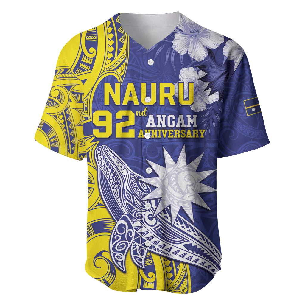 Personalised Nauru 92nd Anniversary Of Angam Baseball Jersey Polynesian Whale Pattern