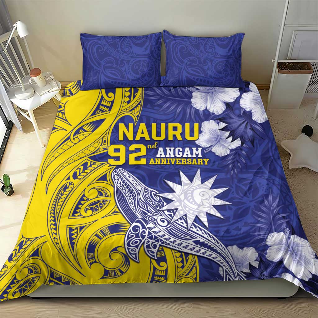 Nauru 92nd Anniversary Of Angam Bedding Set Polynesian Whale Pattern
