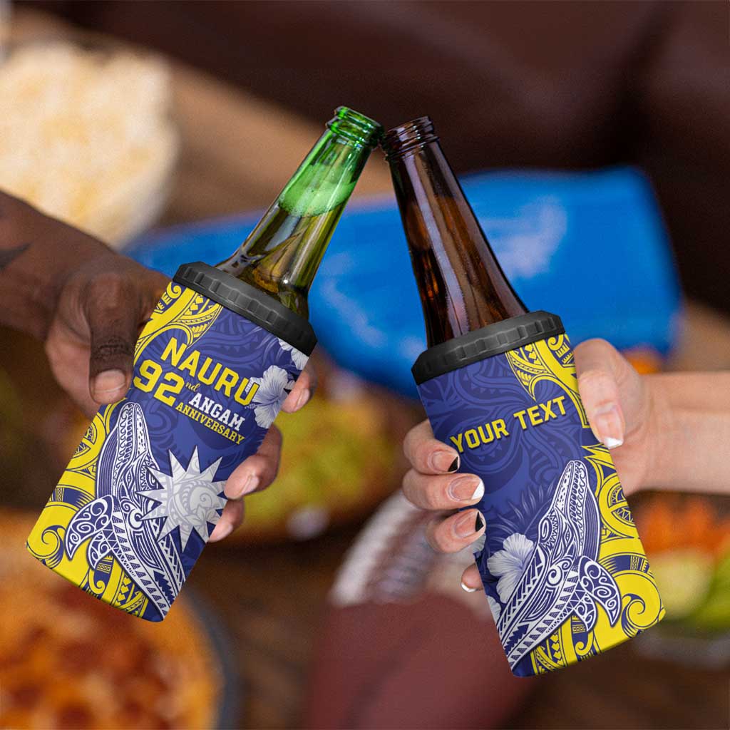 Personalised Nauru 92nd Anniversary Of Angam 4 in 1 Can Cooler Tumbler Polynesian Whale Pattern