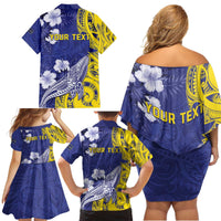 Personalised Nauru 92nd Anniversary Of Angam Family Matching Off Shoulder Short Dress and Hawaiian Shirt Polynesian Whale Pattern
