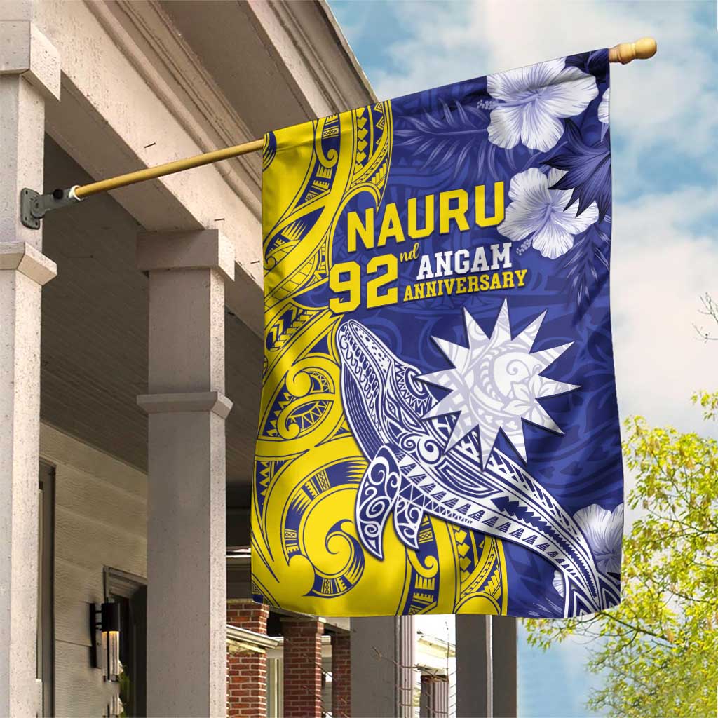 Nauru 92nd Anniversary Of Angam Garden Flag Polynesian Whale Pattern