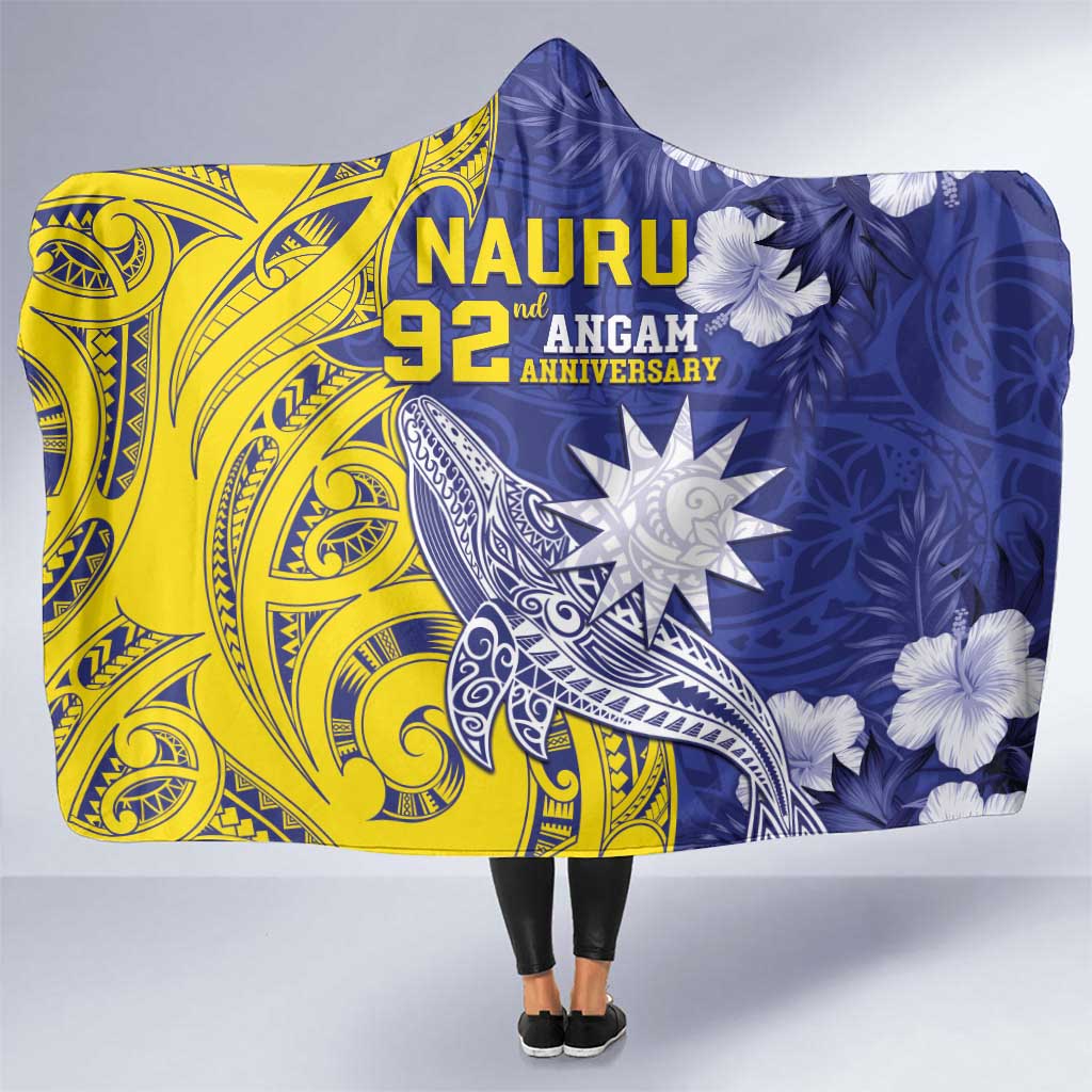 Nauru 92nd Anniversary Of Angam Hooded Blanket Polynesian Whale Pattern