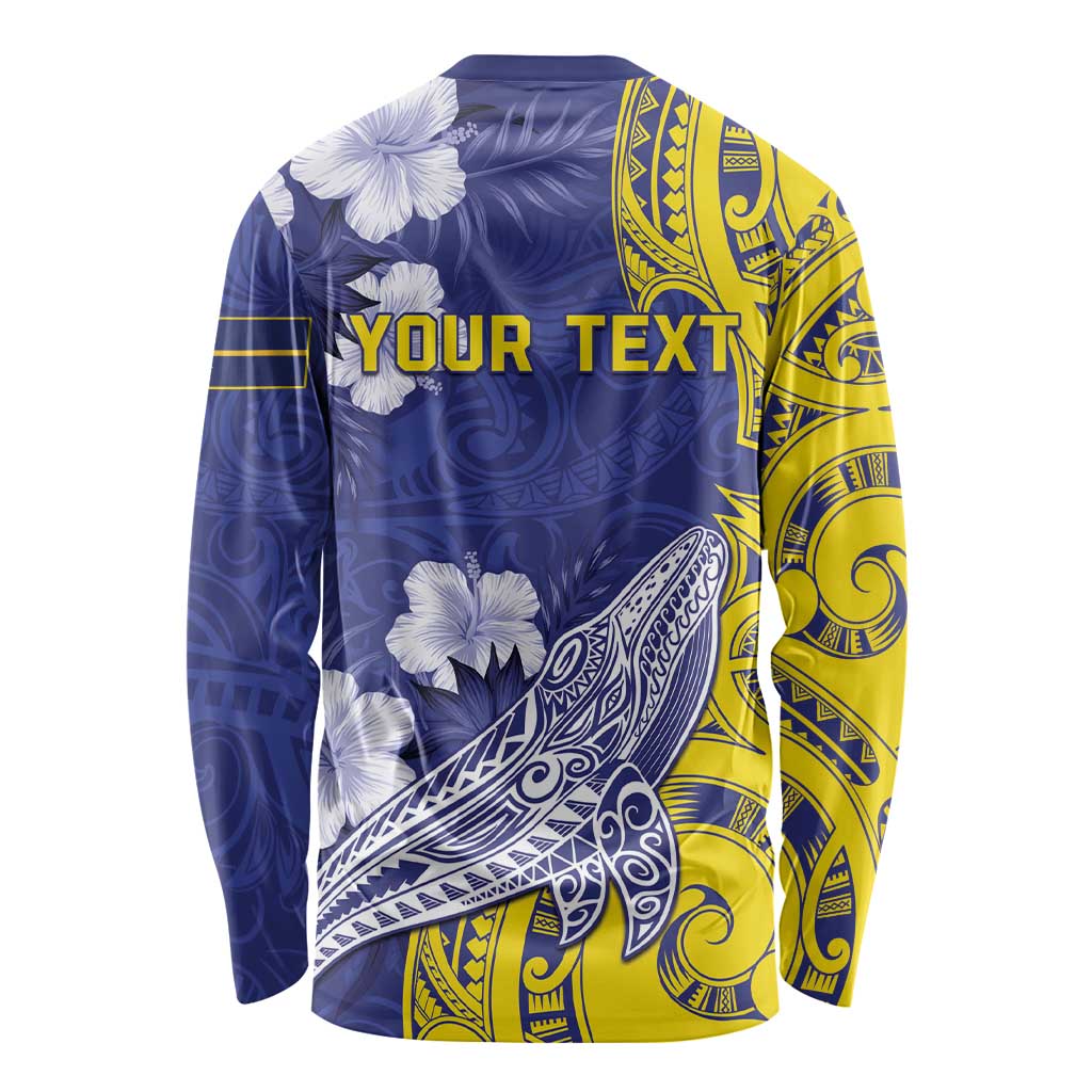 Personalised Nauru 92nd Anniversary Of Angam Long Sleeve Shirt Polynesian Whale Pattern