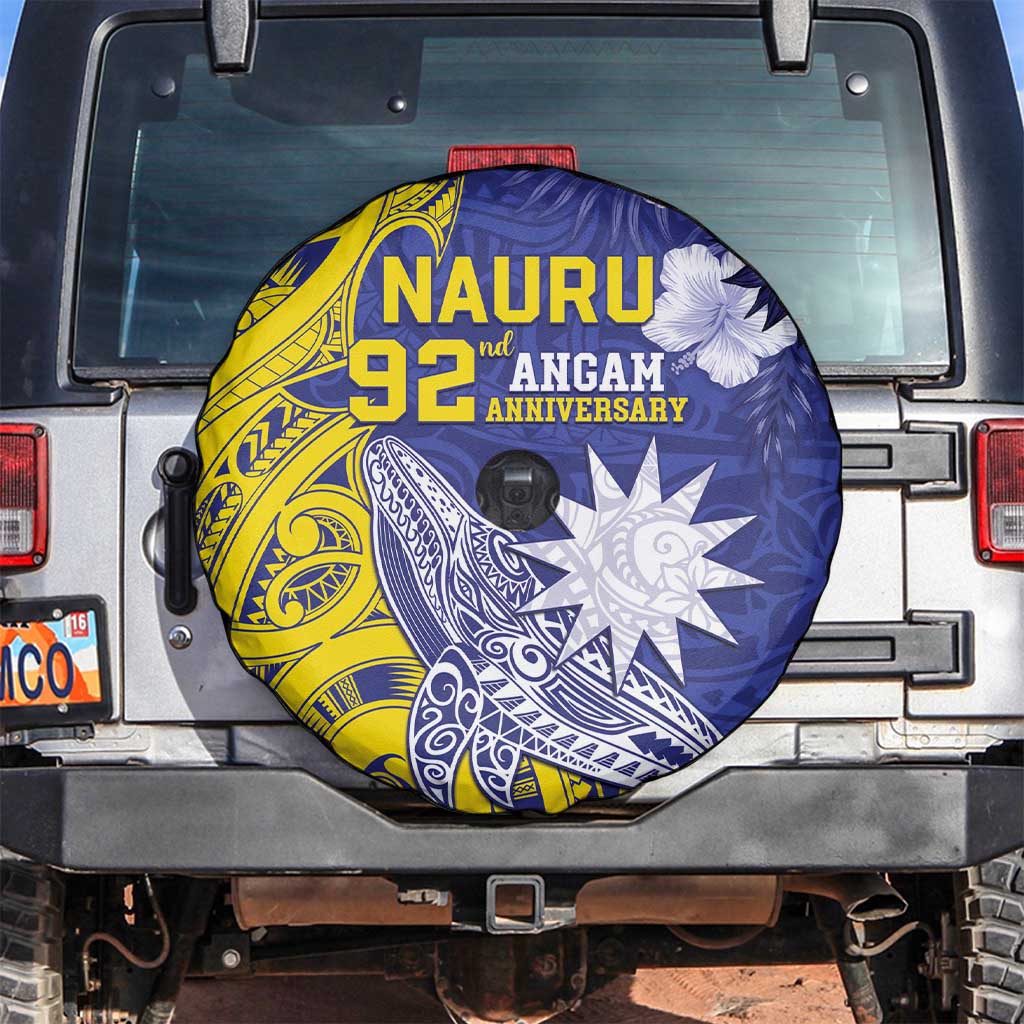 Nauru 92nd Anniversary Of Angam Spare Tire Cover Polynesian Whale Pattern