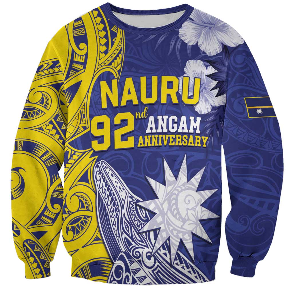 Personalised Nauru 92nd Anniversary Of Angam Sweatshirt Polynesian Whale Pattern