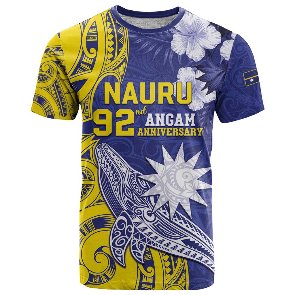 Personalised Nauru 92nd Anniversary Of Angam T Shirt Polynesian Whale Pattern