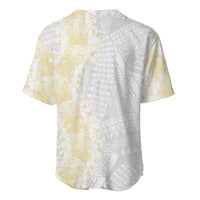 Niue White Sunday Baseball Jersey Niuean Hiapo With Puakenikeni Lei