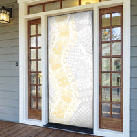 Niue White Sunday Door Cover Niuean Hiapo With Puakenikeni Lei LT05 - Polynesian Pride