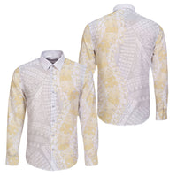 Niue White Sunday Family Matching Long Sleeve Bodycon Dress and Hawaiian Shirt Niuean Hiapo With Puakenikeni Lei