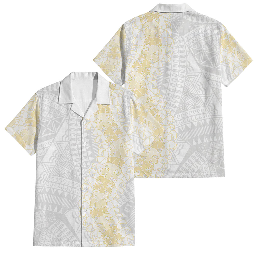 Niue White Sunday Family Matching Summer Maxi Dress and Hawaiian Shirt Niuean Hiapo With Puakenikeni Lei