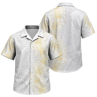 Niue White Sunday Family Matching Summer Maxi Dress and Hawaiian Shirt Niuean Hiapo With Puakenikeni Lei