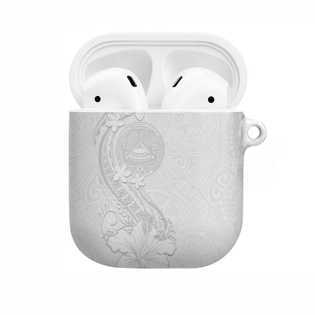 American Samoa White Sunday AirPods Case Polynesian Pattern With Tropical Flowers LT05 White - Polynesian Pride