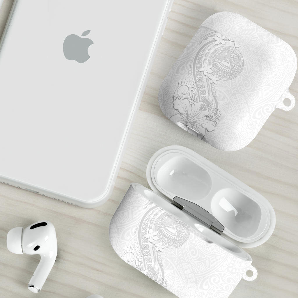 American Samoa White Sunday AirPods Case Polynesian Pattern With Tropical Flowers