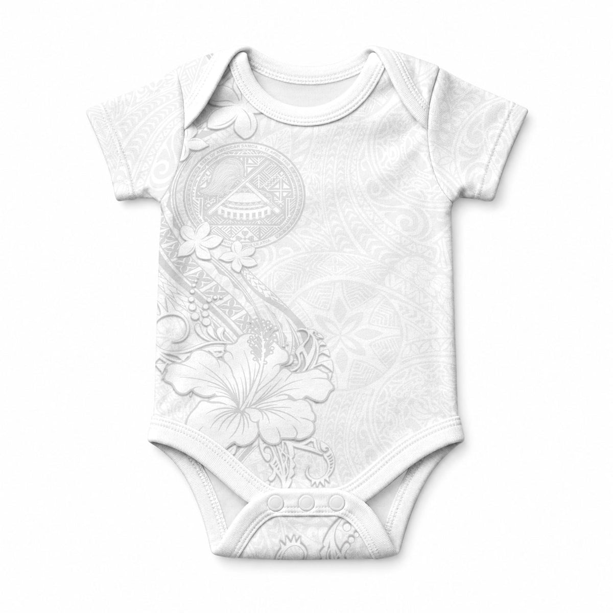 American Samoa White Sunday Baby Onesie Polynesian Pattern With Tropical Flowers