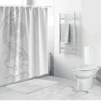 American Samoa White Sunday Bathroom Set Polynesian Pattern With Tropical Flowers