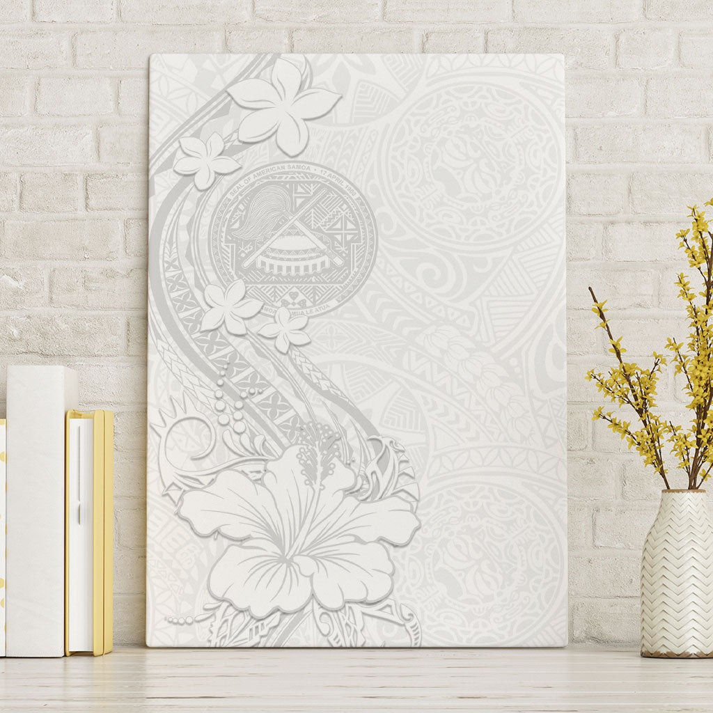 American Samoa White Sunday Canvas Wall Art Polynesian Pattern With Tropical Flowers LT05 Without Frame White - Polynesian Pride