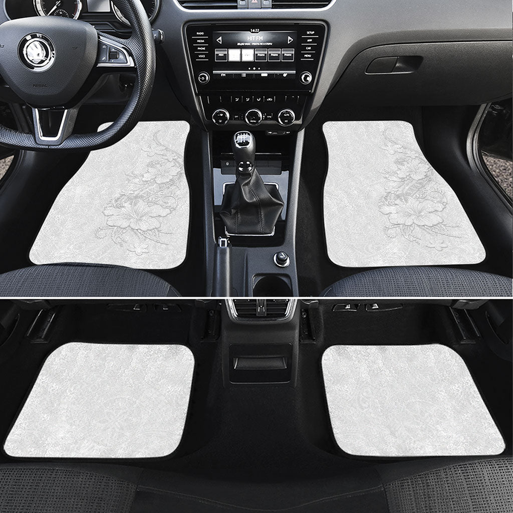 American Samoa White Sunday Car Mats Polynesian Pattern With Tropical Flowers LT05 Set 4pcs White - Polynesian Pride