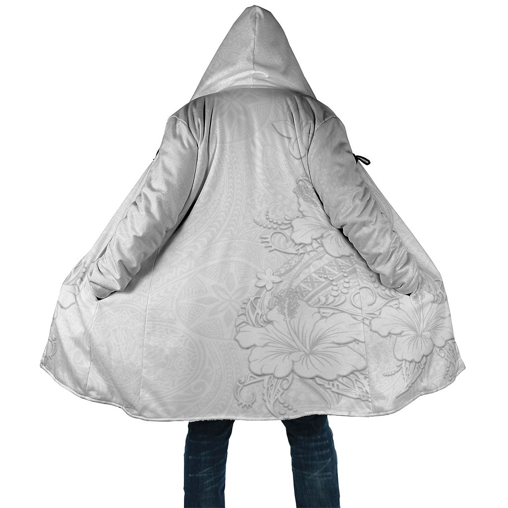 American Samoa White Sunday Cloak Polynesian Pattern With Tropical Flowers LT05 Unisex White - Polynesian Pride