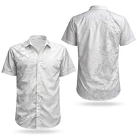 American Samoa White Sunday Couples Matching Long Sleeve Bodycon Dress and Hawaiian Shirt Polynesian Pattern With Tropical Flowers