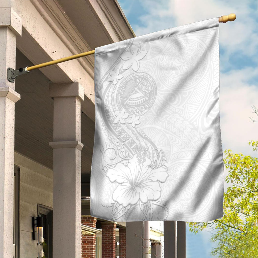 American Samoa White Sunday Garden Flag Polynesian Pattern With Tropical Flowers