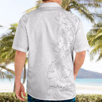 American Samoa White Sunday Hawaiian Shirt Polynesian Pattern With Tropical Flowers
