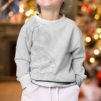 American Samoa White Sunday Kid Ugly Christmas Sweater Polynesian Pattern With Tropical Flowers LT05 - Polynesian Pride
