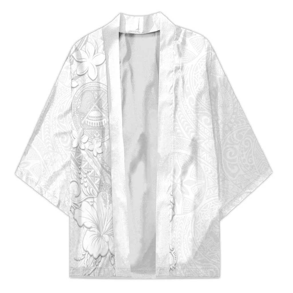 American Samoa White Sunday Kimono Polynesian Pattern With Tropical Flowers LT05 Unisex White - Polynesian Pride