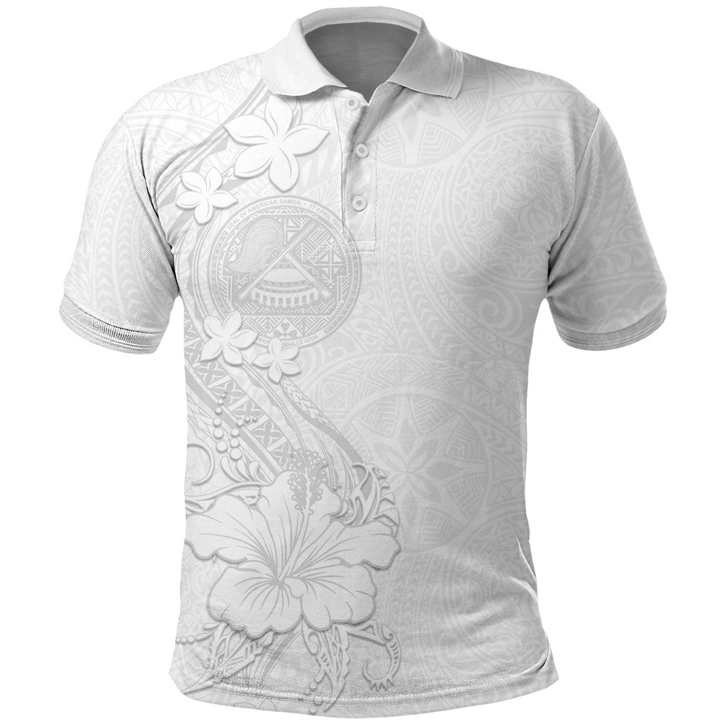 American Samoa White Sunday Polo Shirt Polynesian Pattern With Tropical Flowers LT05 White - Polynesian Pride