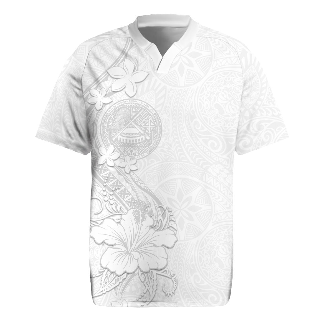 American Samoa White Sunday Rugby Jersey Polynesian Pattern With Tropical Flowers LT05 White - Polynesian Pride
