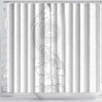 American Samoa White Sunday Shower Curtain Polynesian Pattern With Tropical Flowers