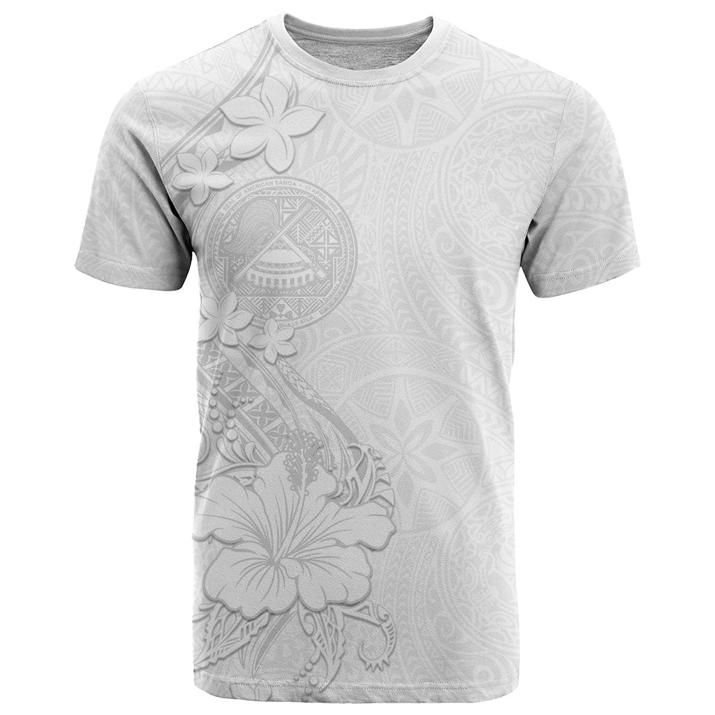 American Samoa White Sunday T Shirt Polynesian Pattern With Tropical Flowers LT05 White - Polynesian Pride