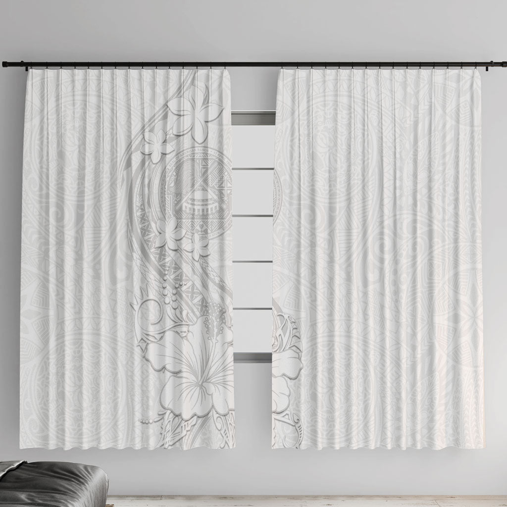 American Samoa White Sunday Window Curtain Polynesian Pattern With Tropical Flowers LT05 With Hooks White - Polynesian Pride