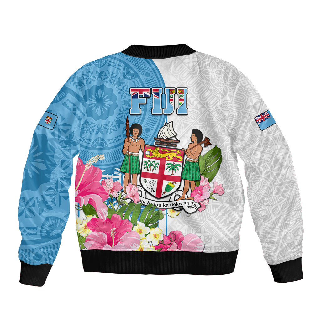 Fiji Day Bomber Jacket Tanoa Hibiscus Fijian Tapa Masi Pattern LT05 - Polynesian Pride