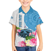 Fiji Day Kid Hawaiian Shirt Tanoa Hibiscus Fijian Tapa Masi Pattern LT05 Kid White - Polynesian Pride