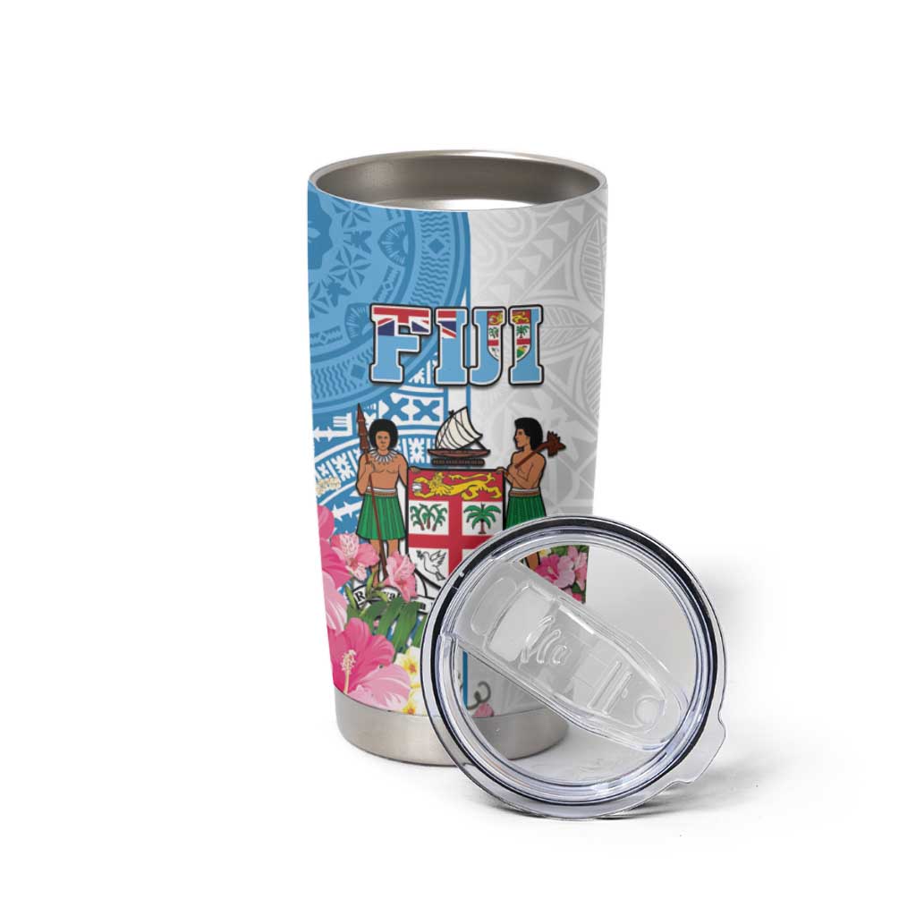 Fiji Day Tumbler Cup Tanoa Hibiscus Fijian Tapa Masi Pattern LT05 - Polynesian Pride