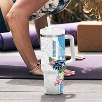 Fiji Day Tumbler With Handle Tanoa Hibiscus Fijian Tapa Masi Pattern LT05 - Polynesian Pride