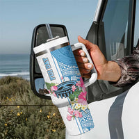 Fiji Day Tumbler With Handle Tanoa Hibiscus Fijian Tapa Masi Pattern LT05 - Polynesian Pride