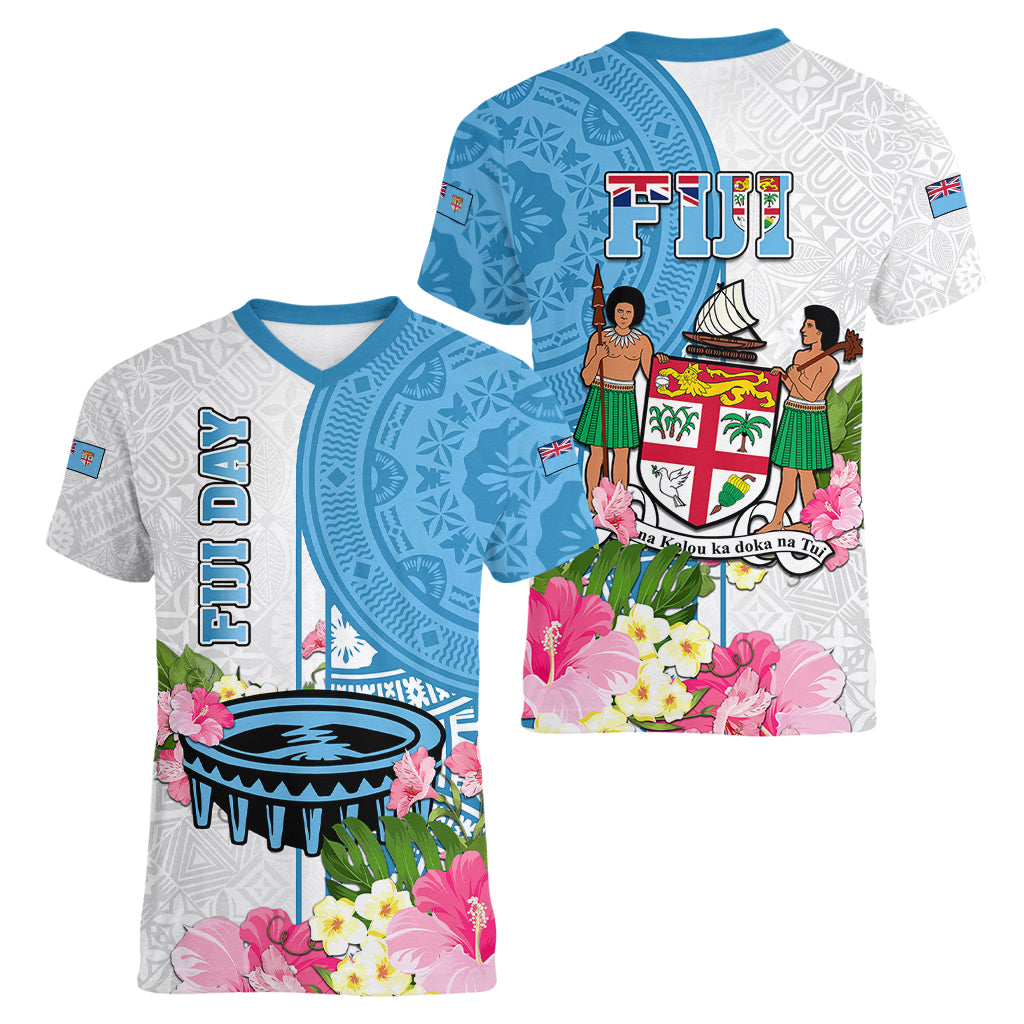 fiji-day-women-v-neck-t-shirt-tanoa-hibiscus-fijian-tapa-masi-pattern
