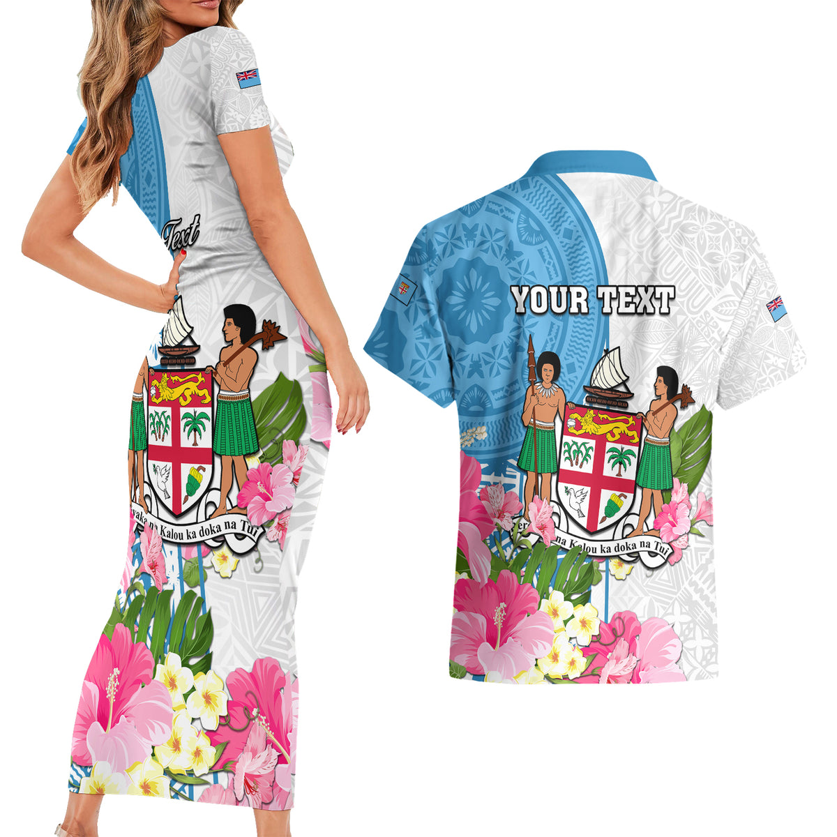 personalized-fiji-day-couples-matching-short-sleeve-bodycon-dress-and-hawaiian-shirt-tanoa-hibiscus-fijian-tapa-masi-pattern